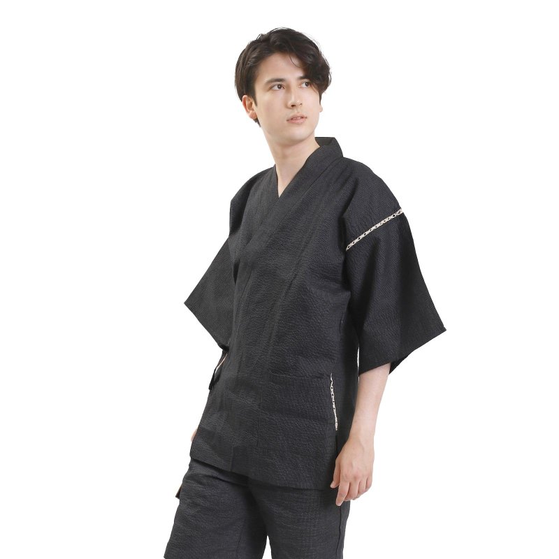 Men's Cotton Linen Jinbei Single Item ML LL wn01 (Jinbei Jinbei Relaxation Wear, Men's Japanese Clothes, Loungewear, Sleepwear, Sleepwear, Pajamas, Summer Items) - Loungewear & Sleepwear - Cotton & Hemp Black