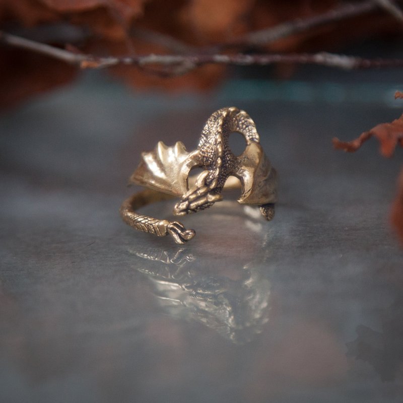 Dragon ring. Handmade jewelry. Pagan art. Gothic style. Dragon jewelry. For her - 戒指 - 其他金屬 橘色