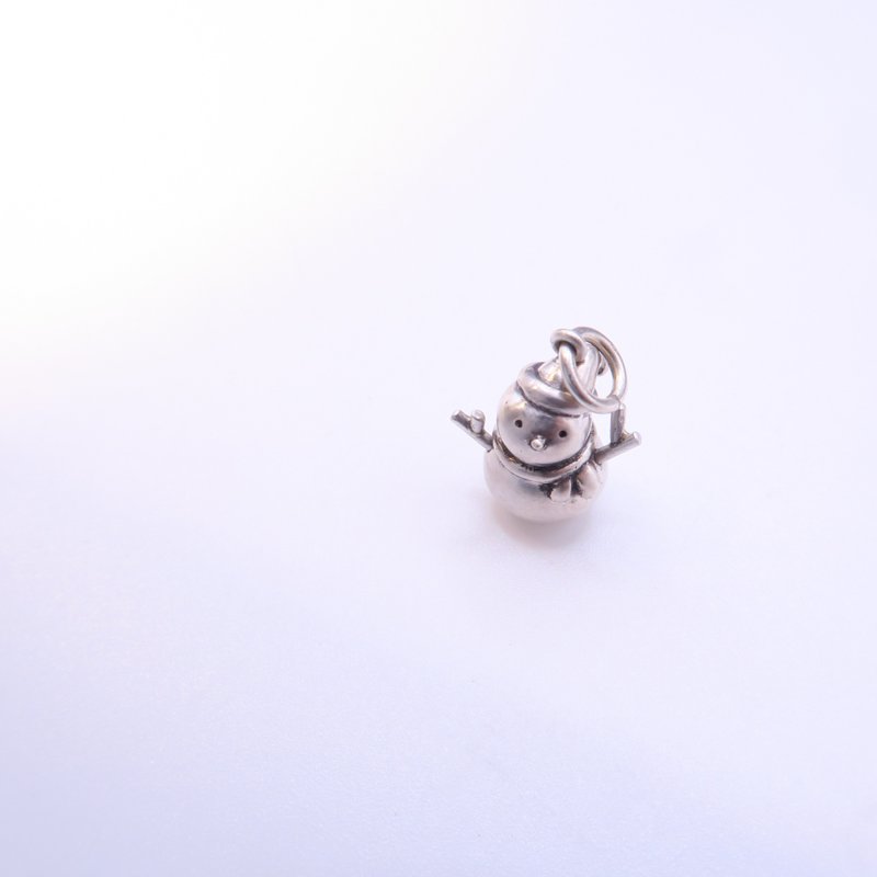 Snowman - sterling silver mini charm necklace - สร้อยคอ - โลหะ สีเงิน