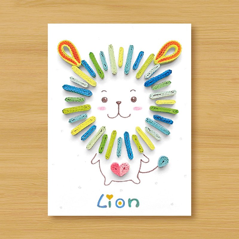 กระดาษ การ์ด/โปสการ์ด สีน้ำเงิน - (2 styles to choose from) Handmade Rolled Paper Card_ Sweet Lion
