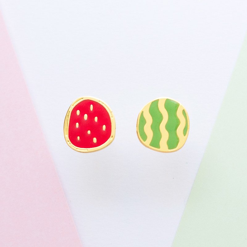 Watermelon | Handmade earrings - Earrings & Clip-ons - Enamel Red