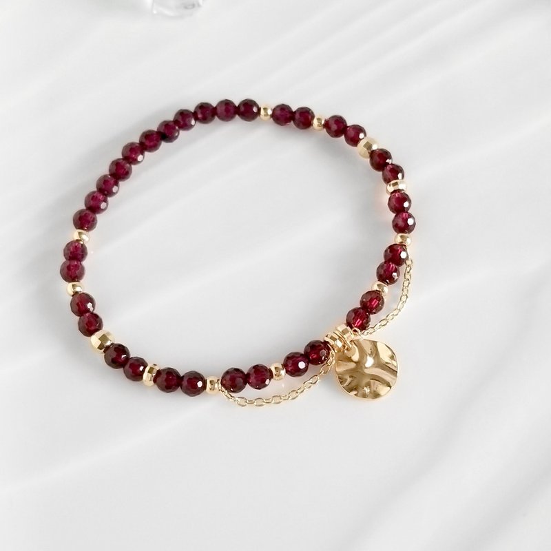 Red Garnet Gold Princess Bracelet | Dainty Crystal Bracelet | January Birthstone - สร้อยข้อมือ - คริสตัล สีแดง