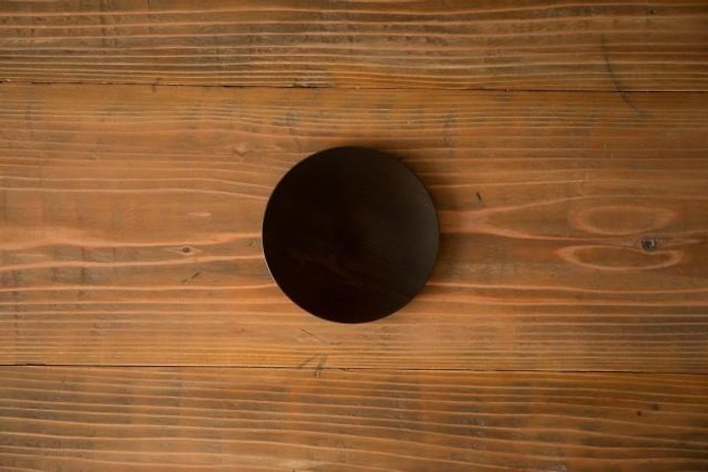 Wipe lacquer wooden plate horse chestnut (chestnut) black 15cm - จานเล็ก - ไม้ สีดำ