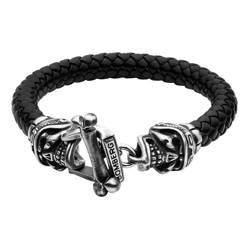 Leather SKULLY RIDER bracelet - Bracelets - Stainless Steel Black