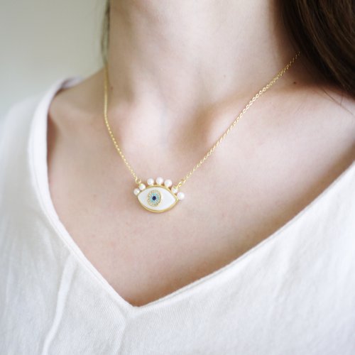 PHOEBE JEWELRY 異國波斯之眼天然母貝項鍊