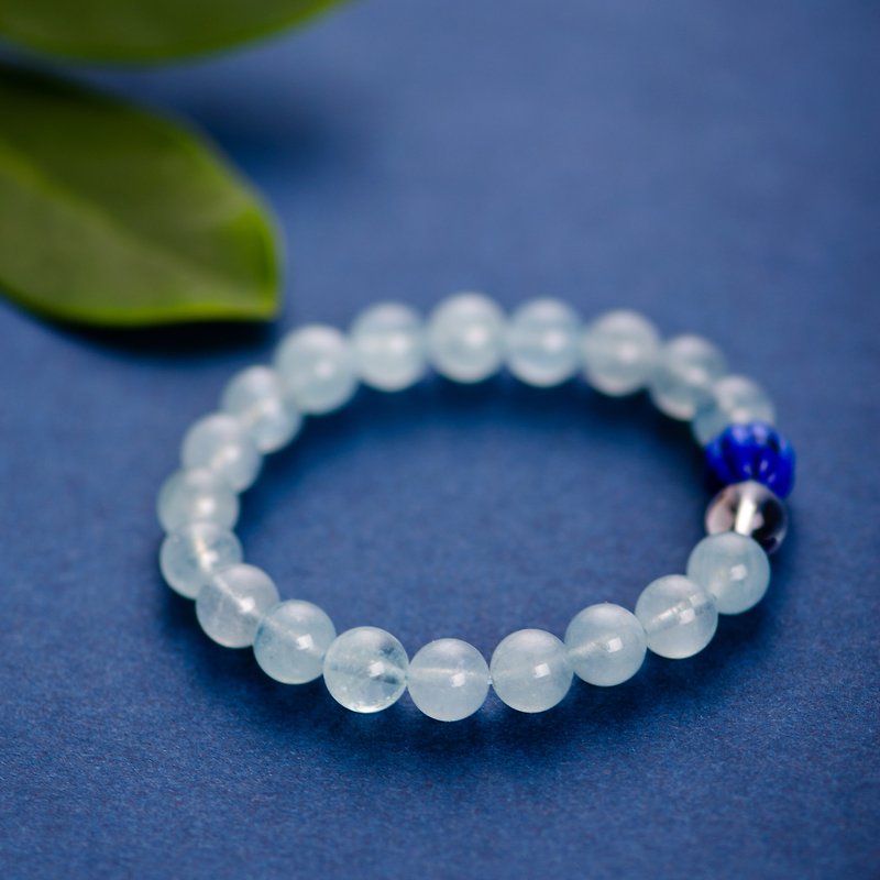 Aquamarine, Lapis Lazuli, Clear Quartz Natural Gemstone Crystal Bracelet - Bracelets - Gemstone Blue