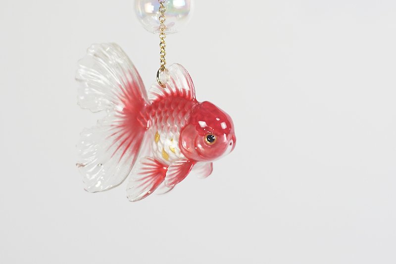 Sakura pink goldfish smart earrings ear clips original design pink romantic cherry blossom festival creative jewelry - Earrings & Clip-ons - Resin Pink