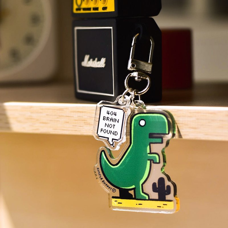 404 Error Rex Acrylic Keychain / Airpod case pendant - 吊飾/掛飾 - 壓克力 綠色