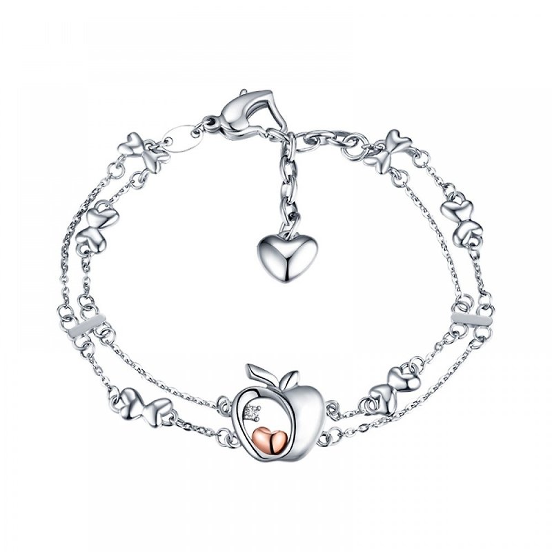 14K Rose Gold Bracelets for Female(Free Engraving) - Bracelets - Diamond Silver