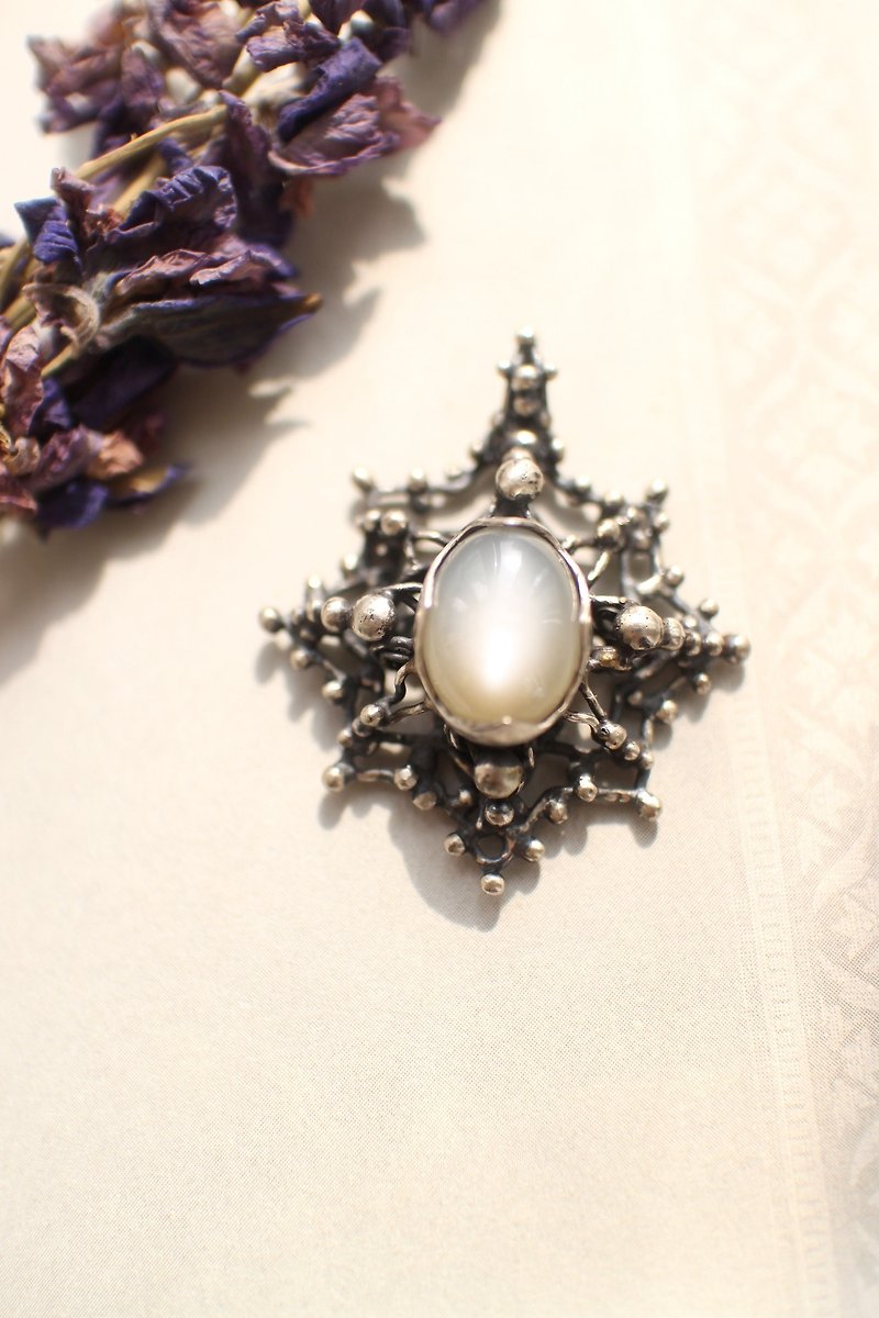 White Moonlight Stars Sterling Silver Necklace - สร้อยคอ - เครื่องเพชรพลอย 