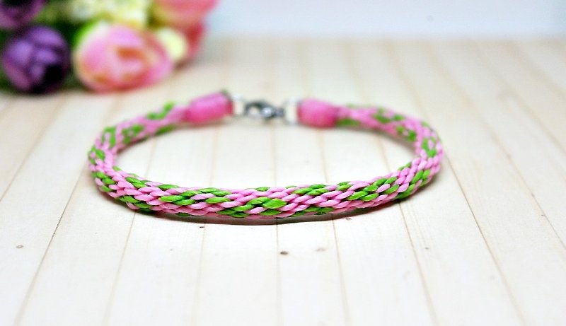 Hand-knitted silk Wax thread style <Flower Season> //You can choose your own color// - Bracelets - Wax Pink