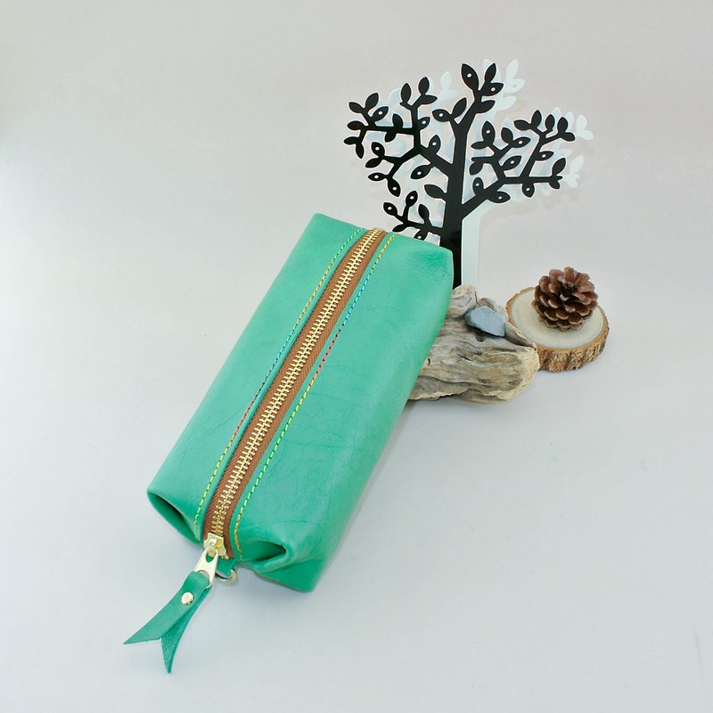 ♪. Wen Qing good temperament. ♫ - Pencil / Cosmetic / bag small objects - กล่องดินสอ/ถุงดินสอ - หนังแท้ สีเขียว