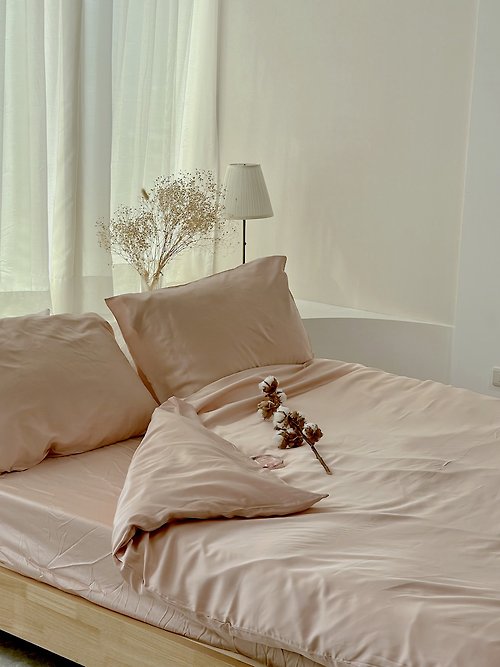 ROZZ ｜高級訂製家飾寢具 100%天絲簡約床包四件組—甜橘慕斯/粉橘色/夢幻床包