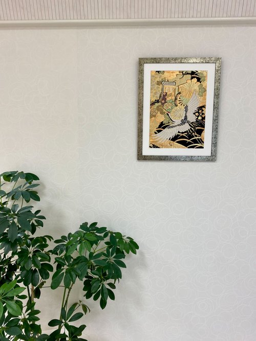 インテリア　額縁　鶴　縁起物　アンティーク　着物 500x0.jpg