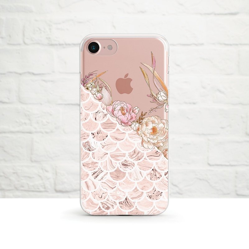 牡丹花園- 防摔透明軟殼- iPhone 14, 13pro, SE3 Samsung - 手機殼/手機套 - 橡膠 粉紅色