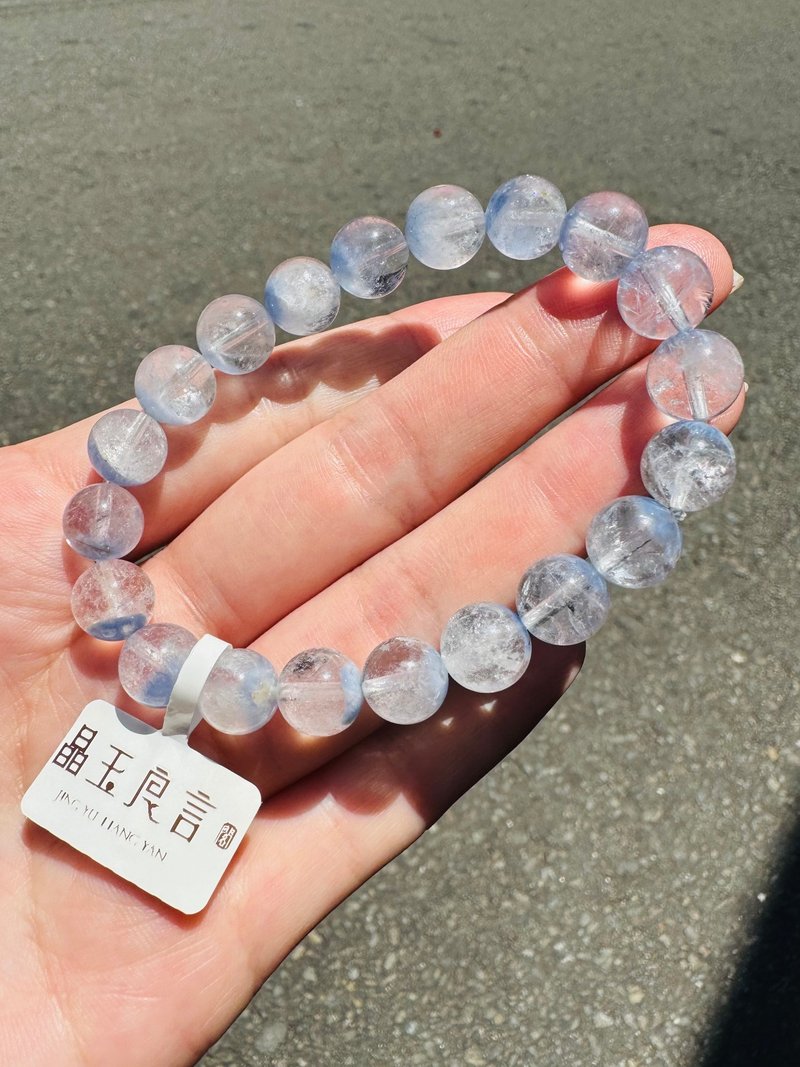 精品天然藍線石水晶9.8-9.9mm25.09g防甲狀腺亢進加強表達能力 - 手鍊/手環 - 水晶 藍色