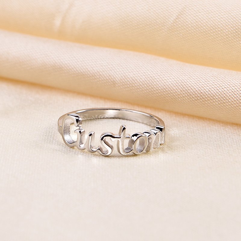Customized letter ring / English name silver ring / couple ring custom / 925 sterling silver-for men and women - Couples' Rings - Other Materials Silver