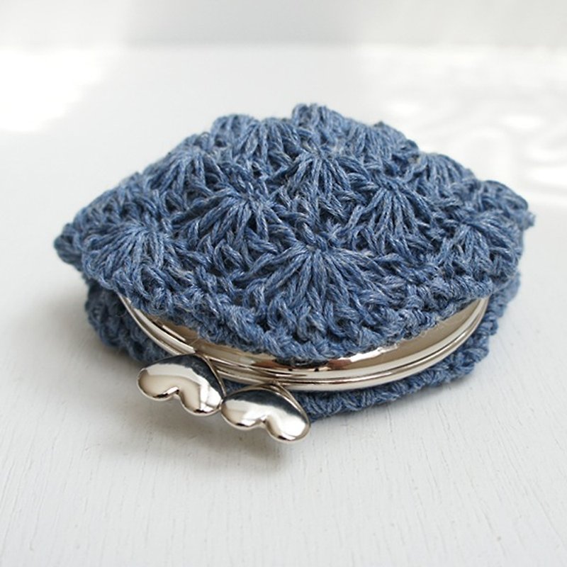 Ba-ba handmade Crochet coinpurse No.C970 - 化妝袋/收納袋 - 其他材質 藍色