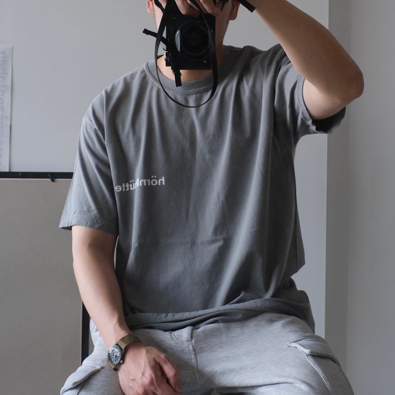 garment dye short sleeve t-shirt / smoke grey / unisex / hornlihutte - Unisex Hoodies & T-Shirts - Cotton & Hemp Gray