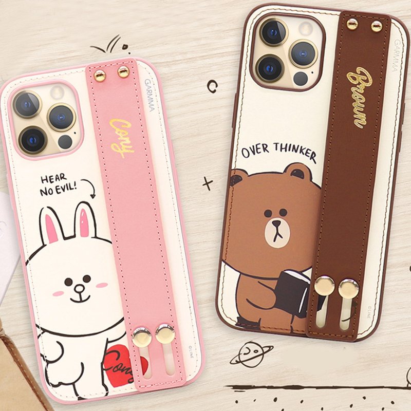 GARMMA LINE FRIENDS iPhone 12 series palm with bronzing leather case - Phone Cases - Plastic 