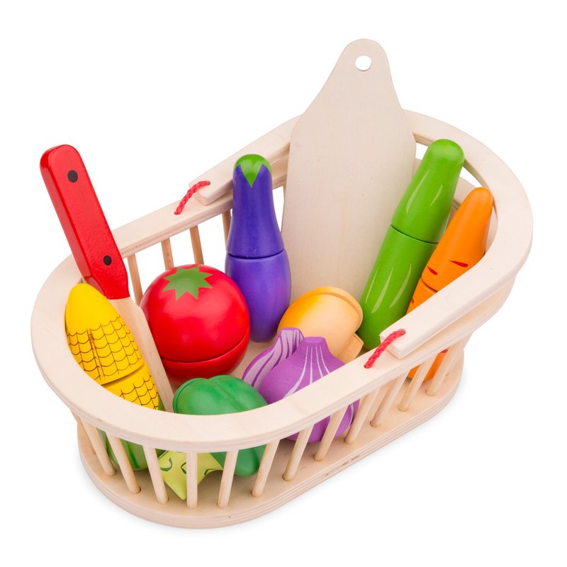 [New Classic Toys from the Netherlands] Vegetable and Fruit Basket Slicing Fun - 10589 - Kids' Toys - Wood 