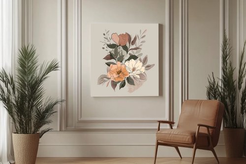 Lavod 線上藝廊- 藝術掛畫專營 葉影花姿 現代美式插畫 優雅花卉 居家臥室玄關擺飾 無框畫掛畫
