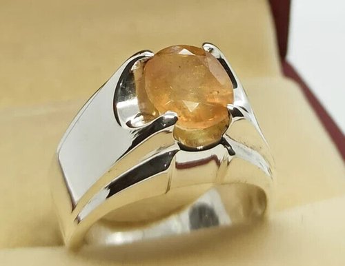 gemsjewelrings Natural Yellow Sapphire Mens Ring Sterling Silver 925 Handmade Pukhraj Ring gift
