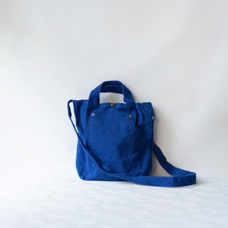 Tote Bag S [Ruri] (VC-1) - กระเป๋าถือ - ผ้าฝ้าย/ผ้าลินิน สีน้ำเงิน