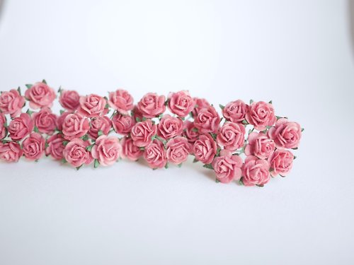 makemefrompaper Paper Flower, DIY 100 pieces mulberry rose size 1.5 cm., coral colors.