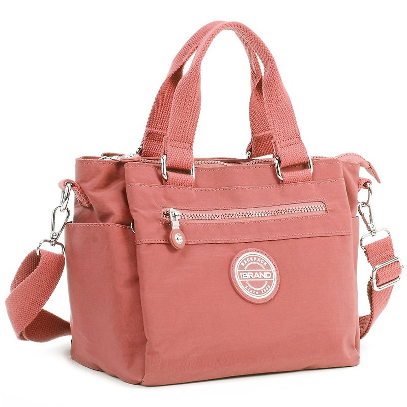 Coral pink _ dual-purpose tote bag _ the strongest storage with zipper can be cross-body _ adjustable strap - Handbags & Totes - Waterproof Material Pink