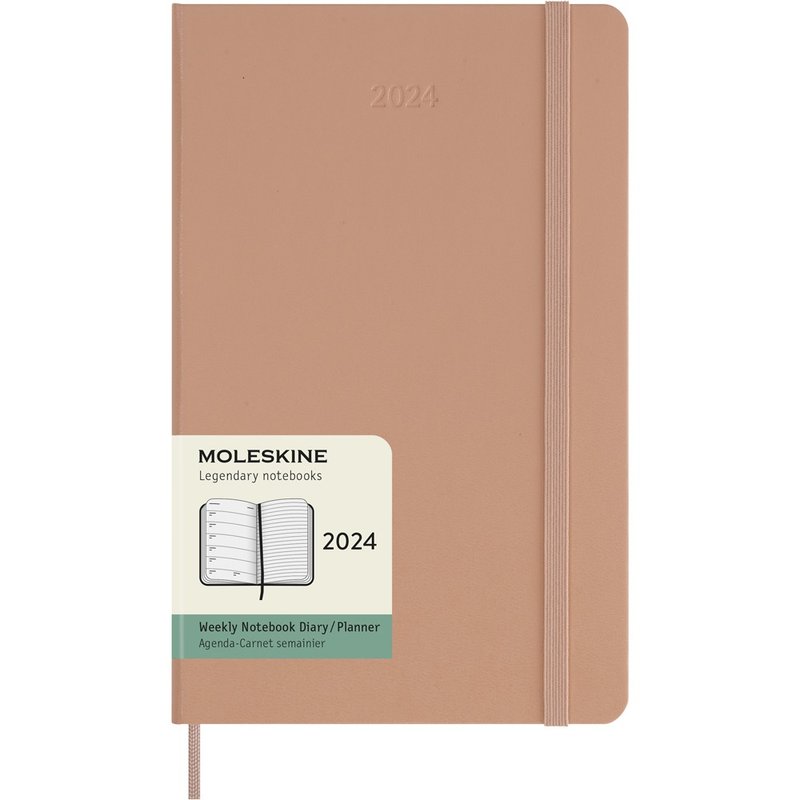 _勿上架_MOLESKINE 2024 週記手帳 12M 硬殼 L 型 沙褐 燙金服務 - 筆記本/手帳 - 紙 卡其色