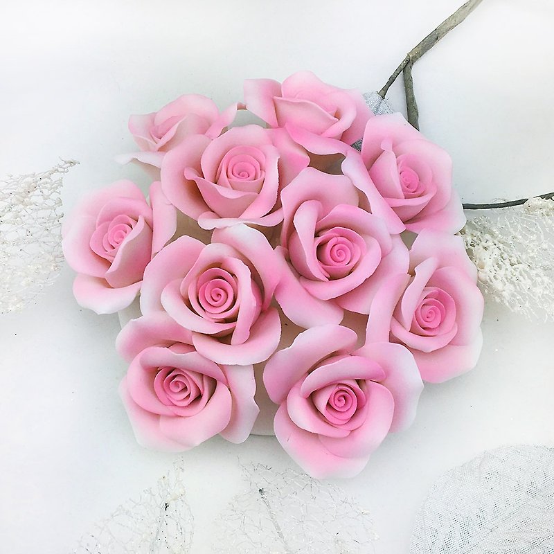 CereiZ Eternal Life Porcelain Flower·Eternal Rose Flower Ceremony-Eternal Life Flower Plate - เซรามิก - เครื่องลายคราม สึชมพู