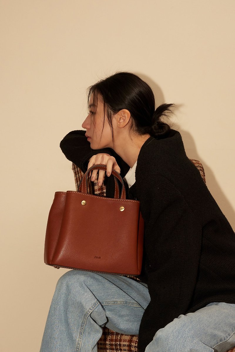 SANDRA three-layer bag - Handbags & Totes - Genuine Leather Brown
