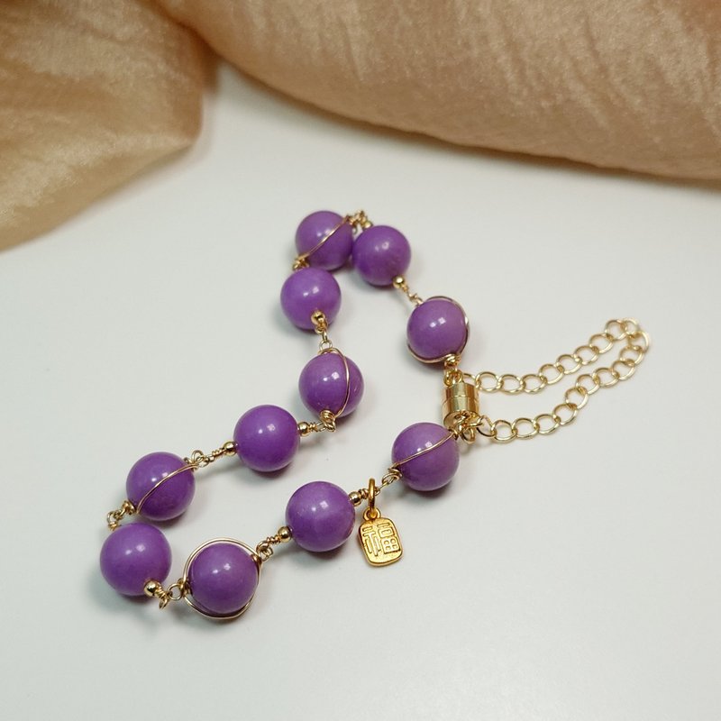 Bracelet purple mica covered with gold fortune Gemstone jewelry - สร้อยข้อมือ - เครื่องเพชรพลอย สีม่วง