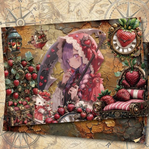 Ichigozukinリバーシブルデザインペーパー7種 - ショップ nene