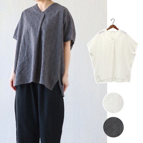Moonstar House 星月屋 【預訂】印度製 菱格刺繡摺邊襯衫