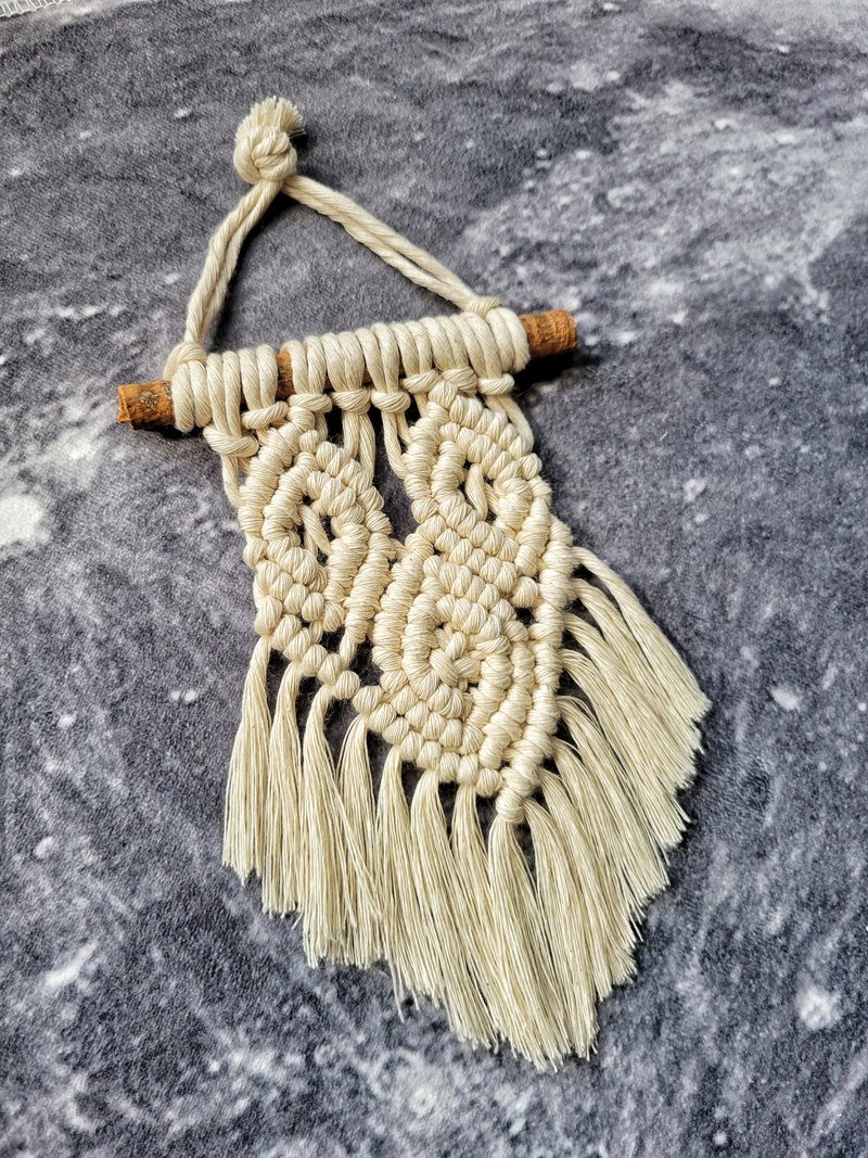 Macrame diamond braided cinnamon pendant - Items for Display - Cotton & Hemp White