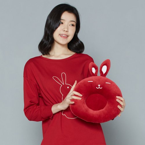 YVONNE COLLECTION以旺傢飾 兔子午安枕-酒紅