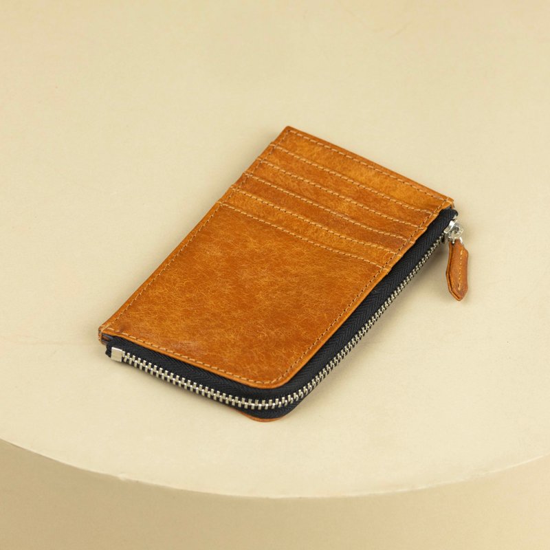 Zip Wallet Leather - 皮夾/長短夾/錢包 - 真皮 橘色