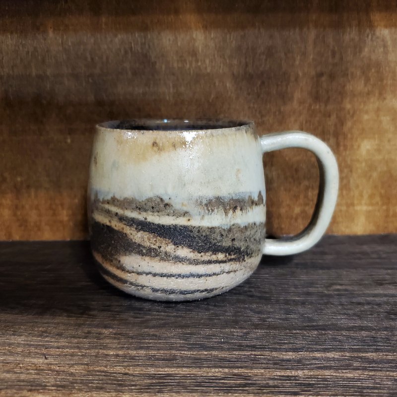 Wood-fired clay mug/coffee cup - Mugs - Pottery Black