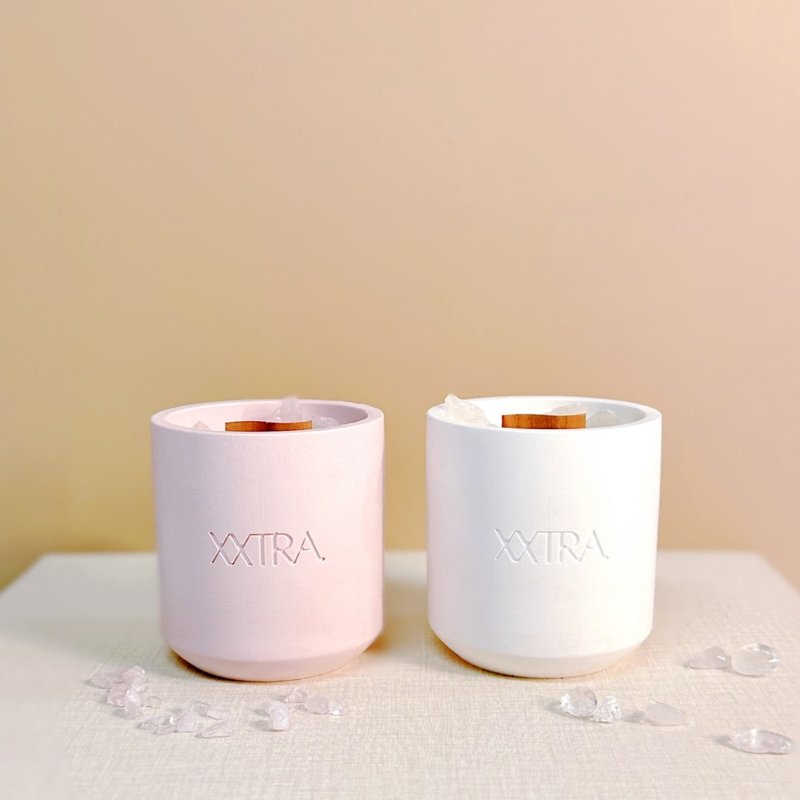 XXTRA Intrinxic Organic Crystal Candle - Rose & Strawberry Quartz - Enchanté - Candles & Candle Holders - Wax Pink