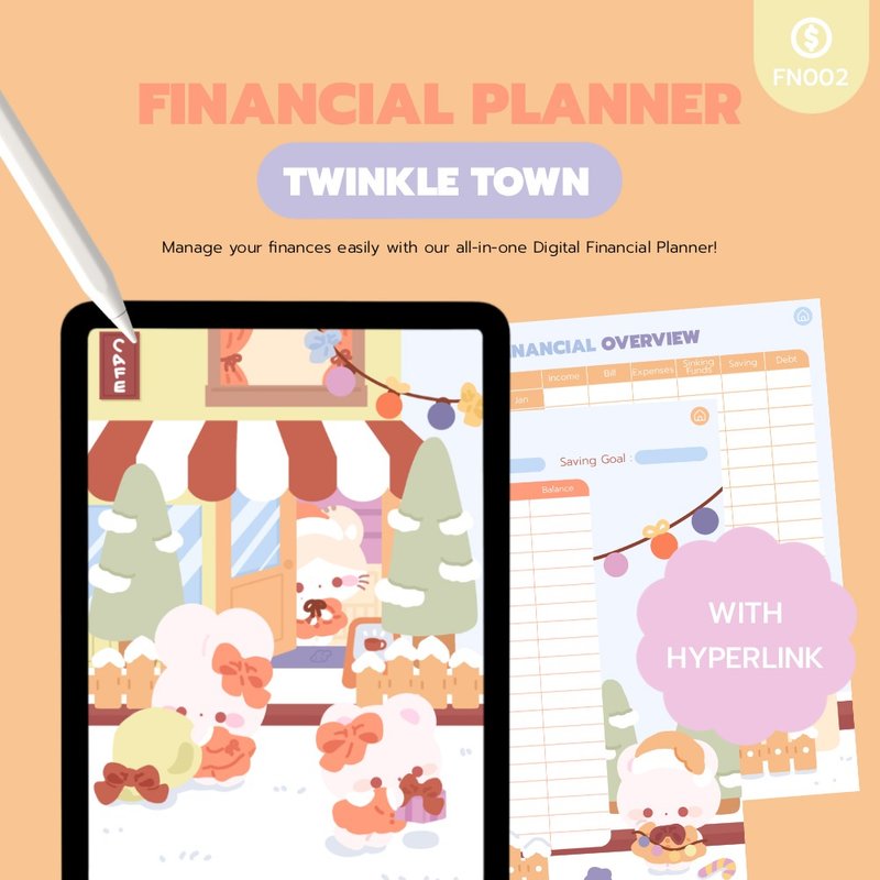 Planner book, income, expenses, budget, Twinkle Town, Jiejie Village - 電子手帳及素材 - 其他材質 