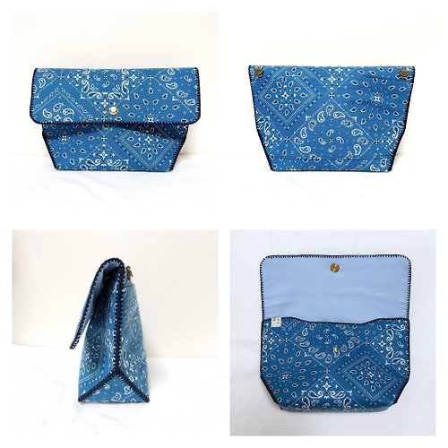 Clutch bag _ Paisley Denim blue - Shop BAKS JEJULOUNLIFE Handbags