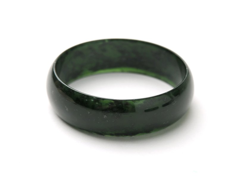 Mo Lin | Taiwan Mo Jade/wide version thin square circle/hand size 19 | natural A-grade bracelet - สร้อยข้อมือ - หยก สีดำ