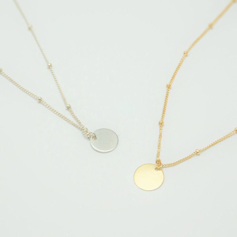 Classic plain round sterling silver American 14K gold necklace - สร้อยคอ - เงินแท้ สีเงิน