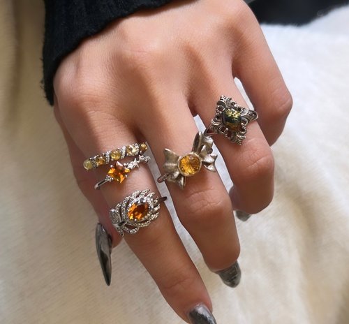 nuwu jewelry 女巫彩寶 s925 銀 財富水晶 黃水晶 鈦金 戒指 戒子