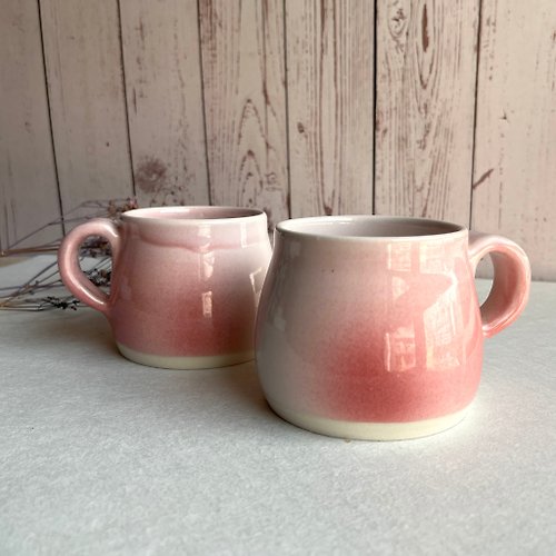 兩顆麻糬陶藝工作室 櫻花甜白。手工陶瓷馬克杯 對杯 茶杯 咖啡杯 陶杯 母親節禮物