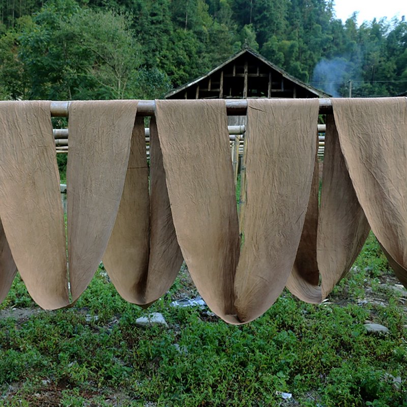 Pure cotton cloth, grass walnut dyed hand-woven cloth, old yellow plant-dyed coarse cloth, no fading, width 40cm - Knitting, Embroidery, Felted Wool & Sewing - Cotton & Hemp 