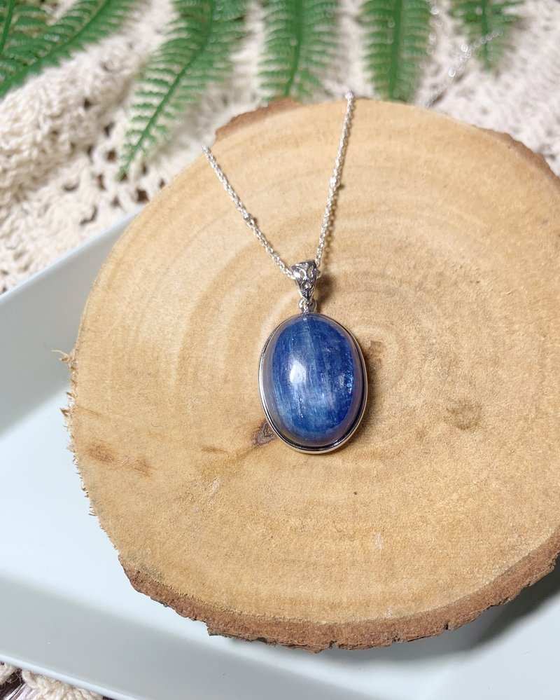 MH sterling silver natural stone necklace _ kyanite necklace - สร้อยคอ - เครื่องประดับพลอย สีน้ำเงิน