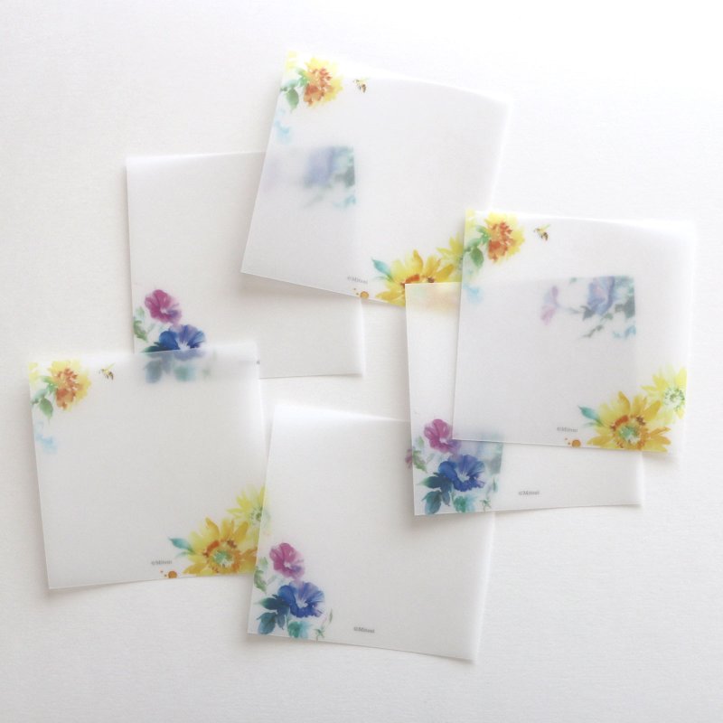 Sunflower and morning glory tracing message card - การ์ด/โปสการ์ด - กระดาษ หลากหลายสี